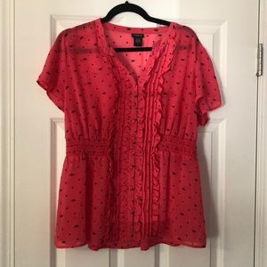 Torrid ruffle button too with cats!